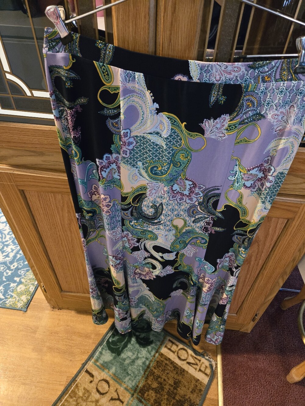 Women's Lavender & Black Paisley Maxi Skirt